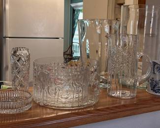 Finnish glass bowls and pitcer