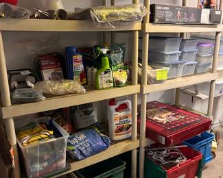 bins, shelving, garage stuff