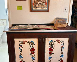hand painted folk art cabinet
