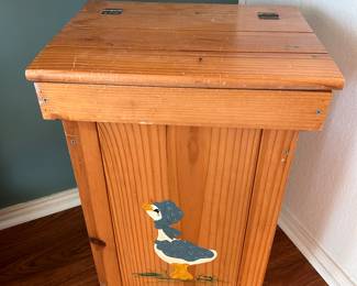 wood trash bin