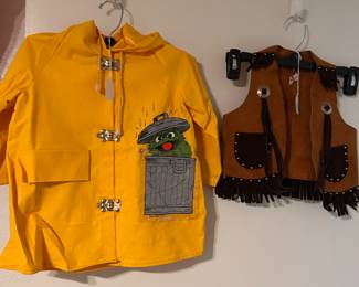 Oscar The Grouch raincoat, western vest, kids