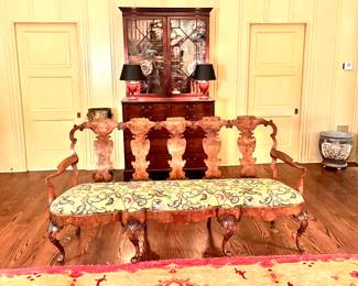 George II fine burl walnut settee
