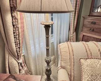 Italian hand painted alter candlestick as floor lamp