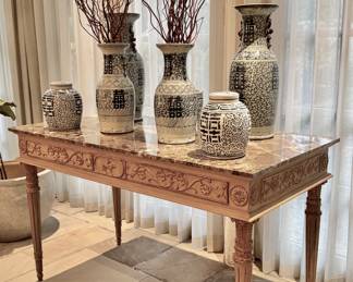 Carved Italian marble top center table