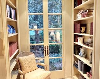 Louis XV cane chair with custom silk covered down cushions