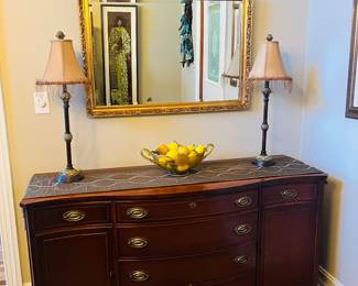 Buffet, mirror, lamps 