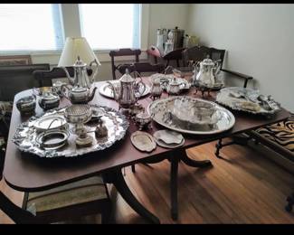 Large selection of silver service pieces & trays