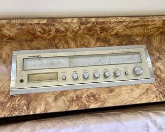 Burl Wood Laminate Headboard w/ Inset Radio & 8 track tape player 