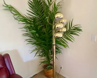 Robert Sonneman Style Waterfall Floor Lamp & Faux Parlor Palm