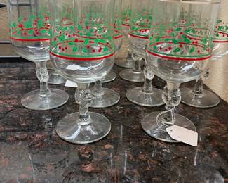 Christmas glasses on stem