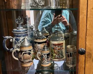 Beer Stein collections, cabinet
