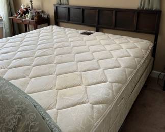King size mattress/box springs, wooden headboard