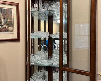lighted curio cabinet, crystal