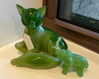 Jade elephant, faux jade fox