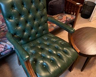 Green leather chair
