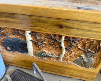 Rustic Hand Carved Chest