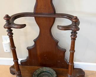 Antique Oak Hall Tree Hat /Umbrella Stand