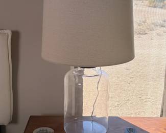 2pc Contemporary Clear Glass Jar Lamps