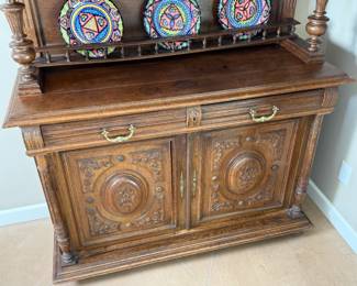Antique French Carved Wood Cupboard Cabinet
