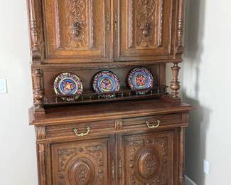 Antique French Carved Wood Cupboard Cabinet