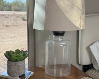 2pc Contemporary Clear Glass Jar Lamps