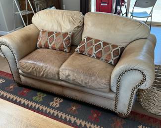 Leather Naillhead Loveseat