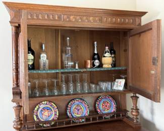 Antique French Carved Wood Cupboard Cabinet