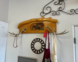 Rustic Antler Coat/Hat Rack Hand Carved