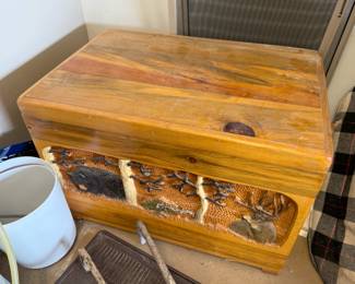 Rustic Hand Carved Chest