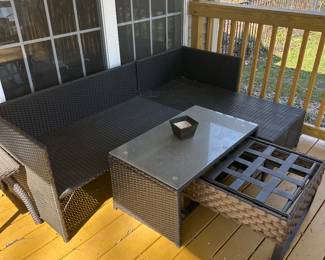 out door patio funriture soda with side table and coffee table- black