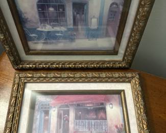 Cafe prints in gold frames