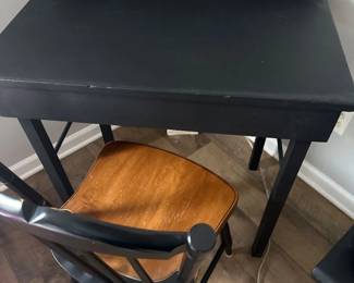 Antique painted black student table desk with wood chair. Very nice shape.