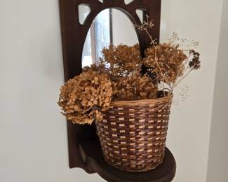 Antique wall shelf and separate dried flowers