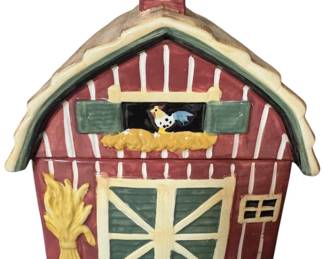 Cute Ceramic Barn Decor Sunflowers Pumpkins Apples Cookie Jar