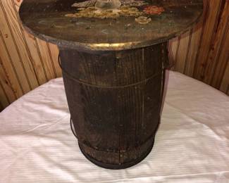 Repurposed Rustic Side Table from Vintage Nail Keg