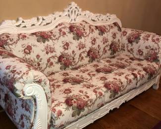 Vintage Distressed Cabriole Sofa