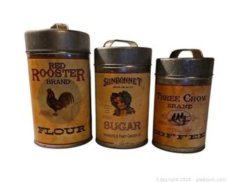 3 Vintage Style Metal Canisters