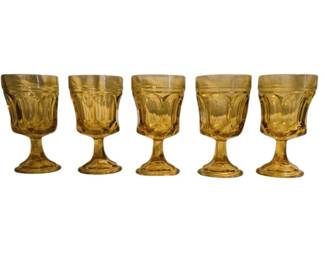 5 Anchor Hocking Fairfield Amber 5in Goblets