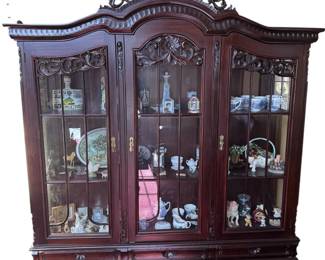 Large Chippendale Style Mahogany and Glass Panel Display Cabinet