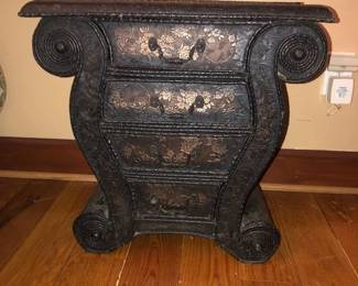 Small Rococo Style Leather Look Side Table