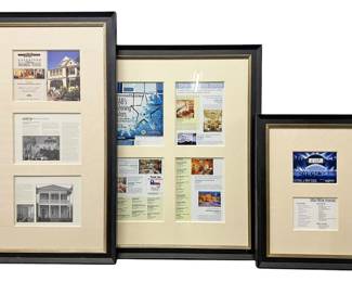 Set of 3 Large Wood Frame Matted Pictures