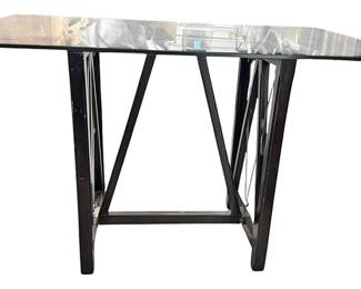 Large Black Wood and Glass Top Table