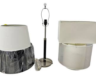 Silver Tone and Black Lamp with 4 Shades