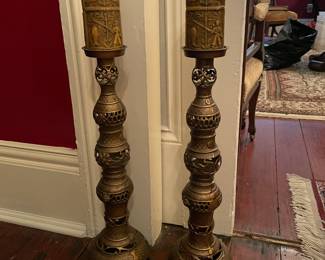 Pair of Large Brass Candlesticks 