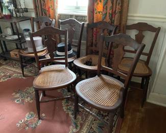 Six Cane bottom chairs, some need repair