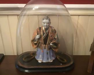 Asian Figure in Victorian Glass Dome