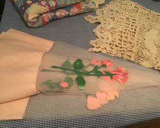 Vintage Felt and tulle round tablecloth
