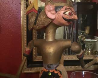 Antique Indonesian stick Puppet, one of three