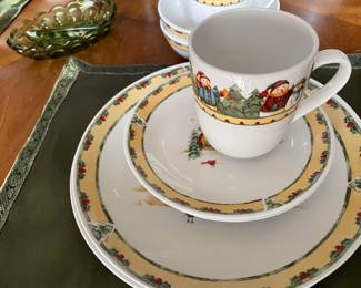 set of Christmas dishes
