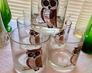 Courac 22k gold MCM Lowball Owl drinking glasses